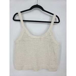 Abercrombie & Fitch Cream Crochet Knit Crop Tank Top Women's Size XL